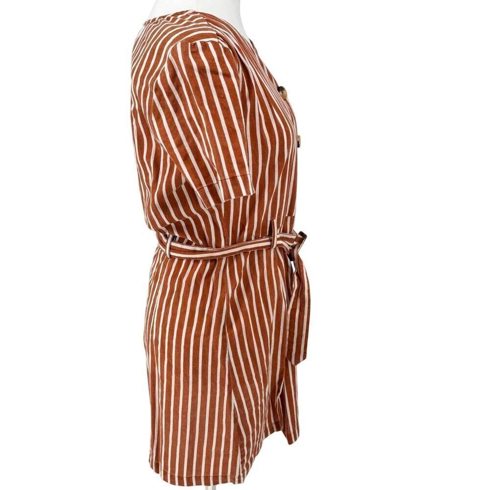 Mng Mango Rust White Vertical Stripe Button Front… - image 6